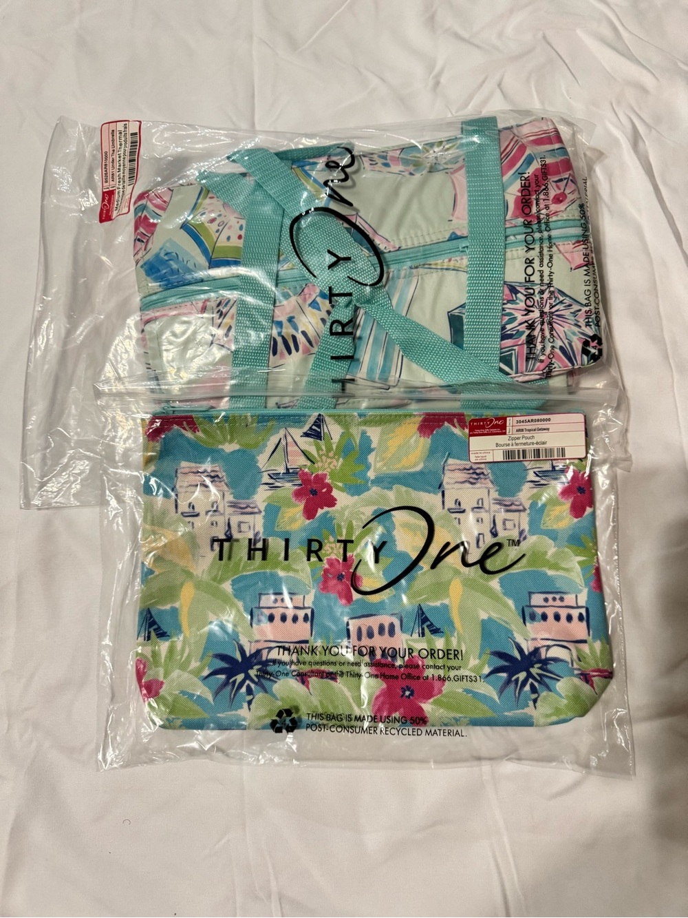 thirty-one Tropical Thermal & Floral Pouch Duo in Aqua, Pink & Teal